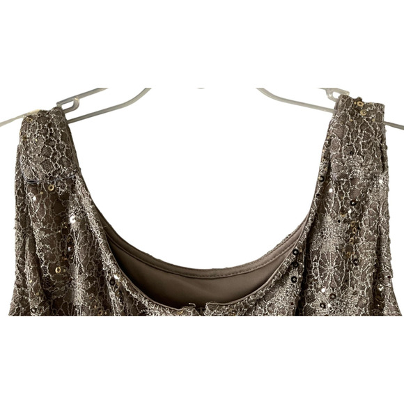 R&M Richards Dress Womens 18 Gold Lace Sequin 2 Piece Jacket Overlay Formal Set - Picture 11 of 16